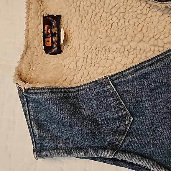 Vintage ATA vest denim wool sherpa lined western light denim fade sz XL - Picture 4 of 7